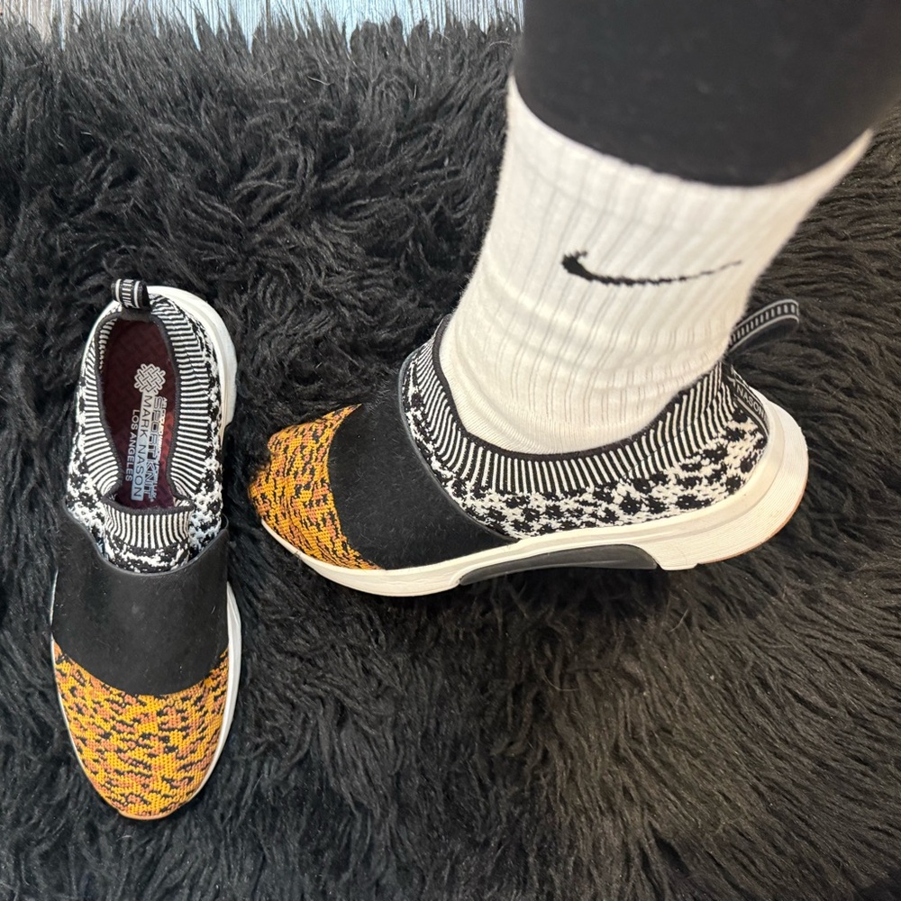 Mark Nason Black and Yellow Slip-On Sneakers
